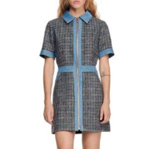 SANDRO Mary denim-tweed mini dress